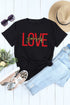 Black Love Yourself Glitter Pattern Print Short Sleeve T Shirt